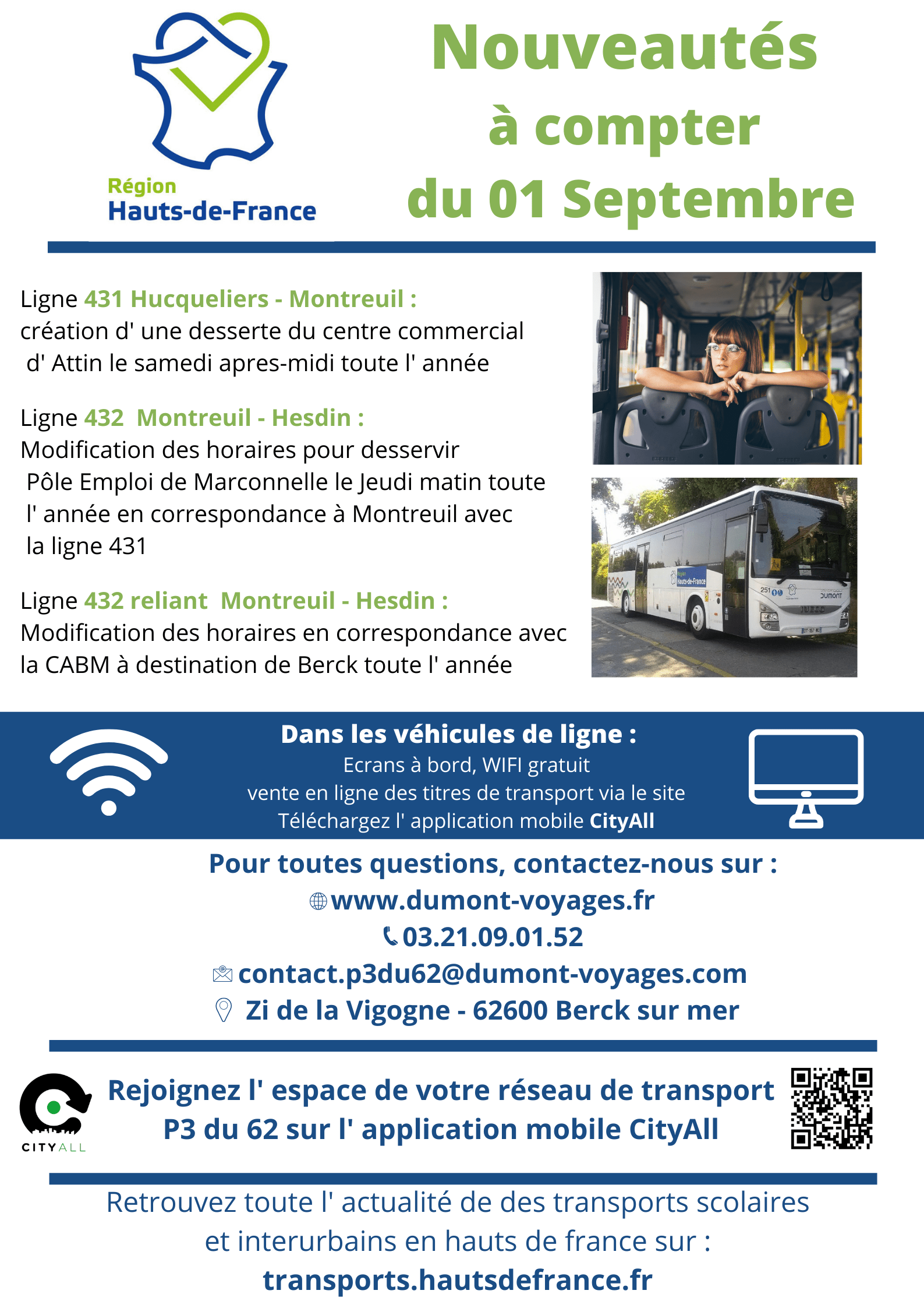 NOUVEAUTES SUR LE RESEAU DES TRANSPORTS DE LA REGION DES HAUTS DE FRANCE…
